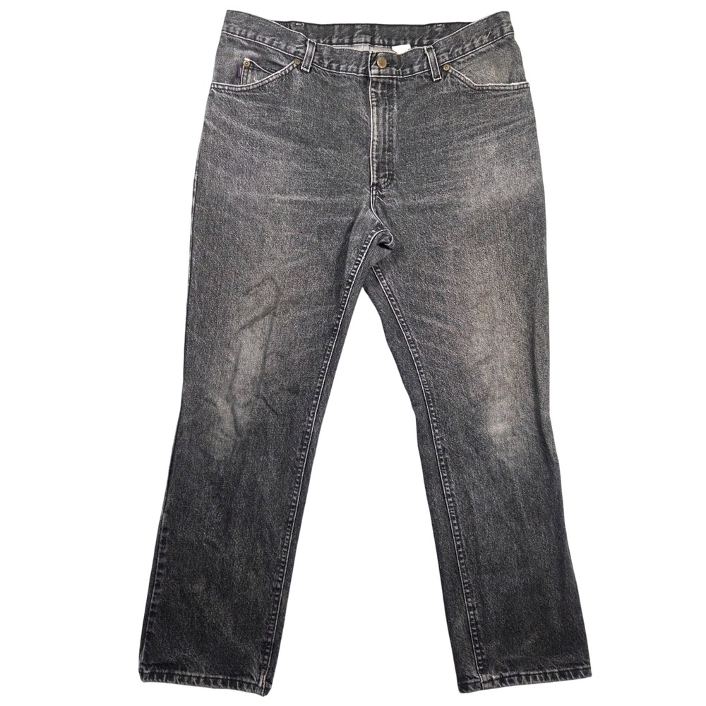 Vtg Lee Riders Mens Faded Black Straight Leg Denim Jeans 40x32 Distressed Retro